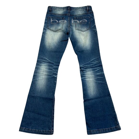 Bebe Bombs Shell 2B Boot Cut Vintage Y2K Crystal BEBE Jean Sz 28 - Picture 1 of 11